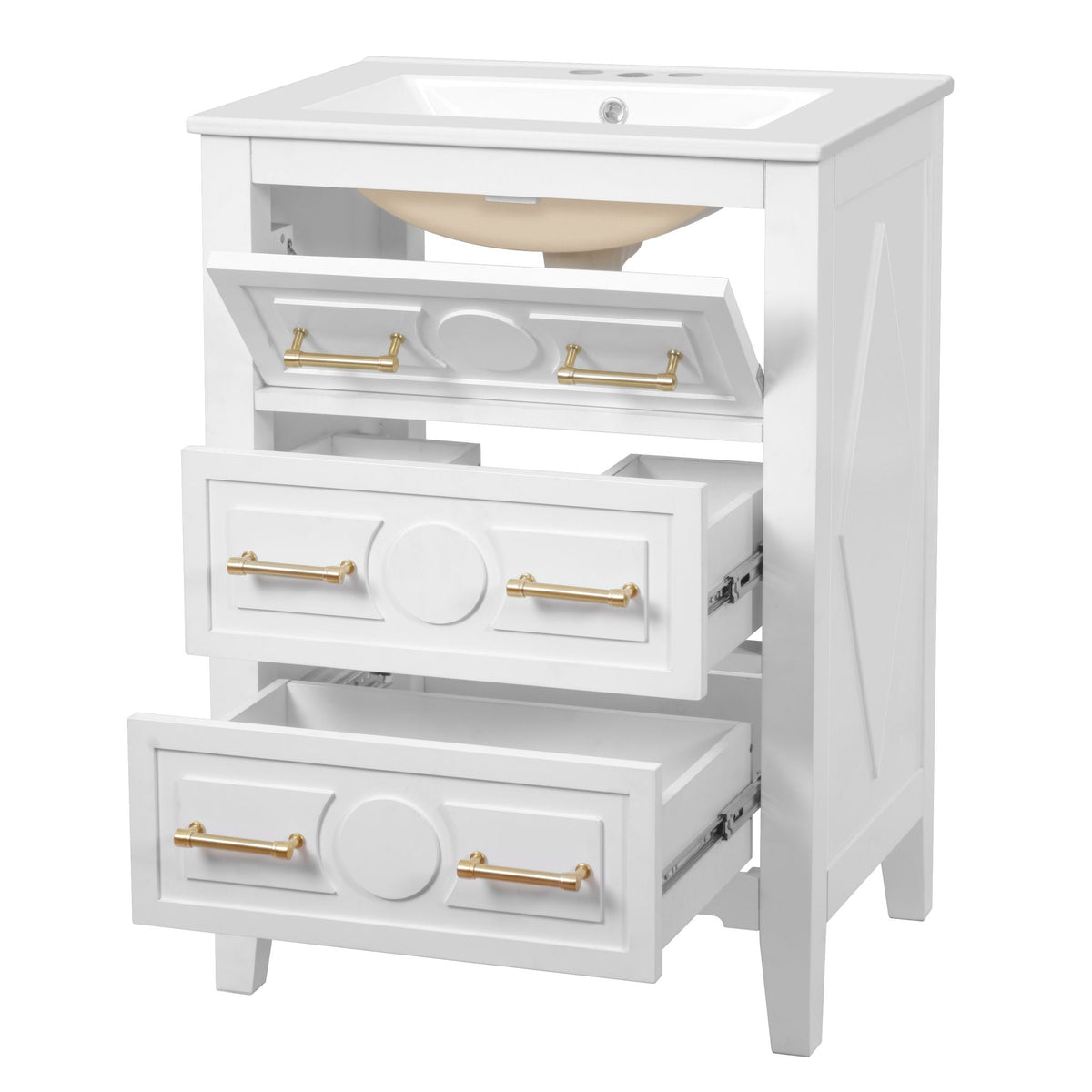 Bathroom Vanity With Sink, Free Standing 3 Drawer Storage Cabinet, photo 2 of 8