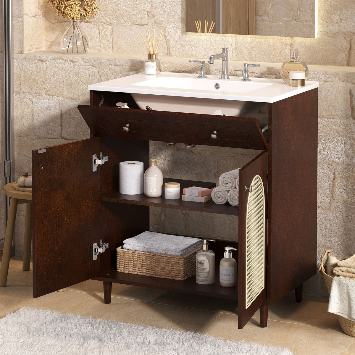 Modern Bathroom Vanity With Sink, Cabinet With Adjustable Shelf, photo 3 of 8
