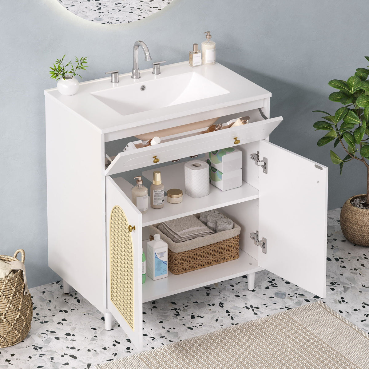 Modern Bathroom Vanity With Sink, Cabinet With Adjustable Shelf, photo 4 of 8