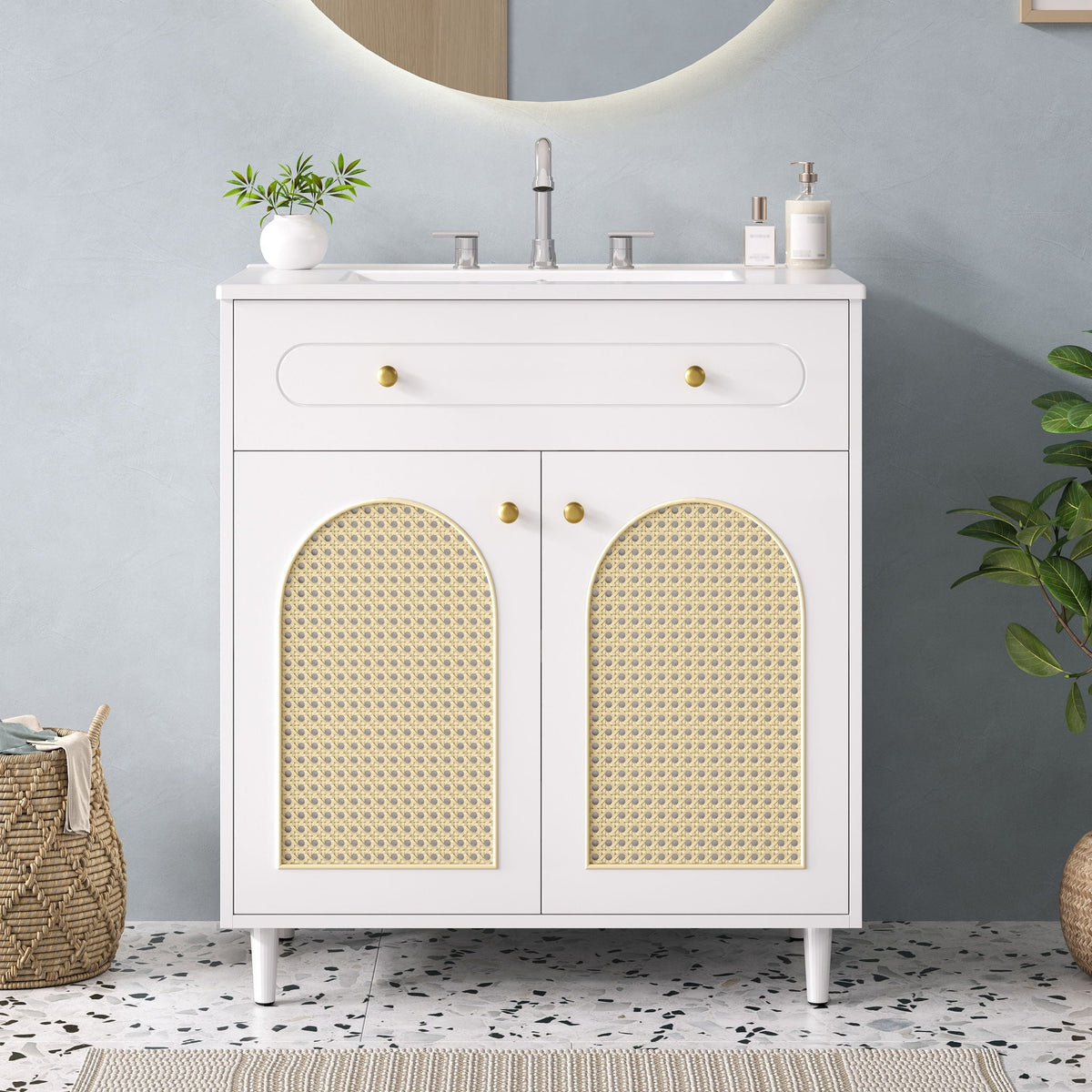 Modern Bathroom Vanity With Sink, Cabinet With Adjustable Shelf, photo 5 of 8