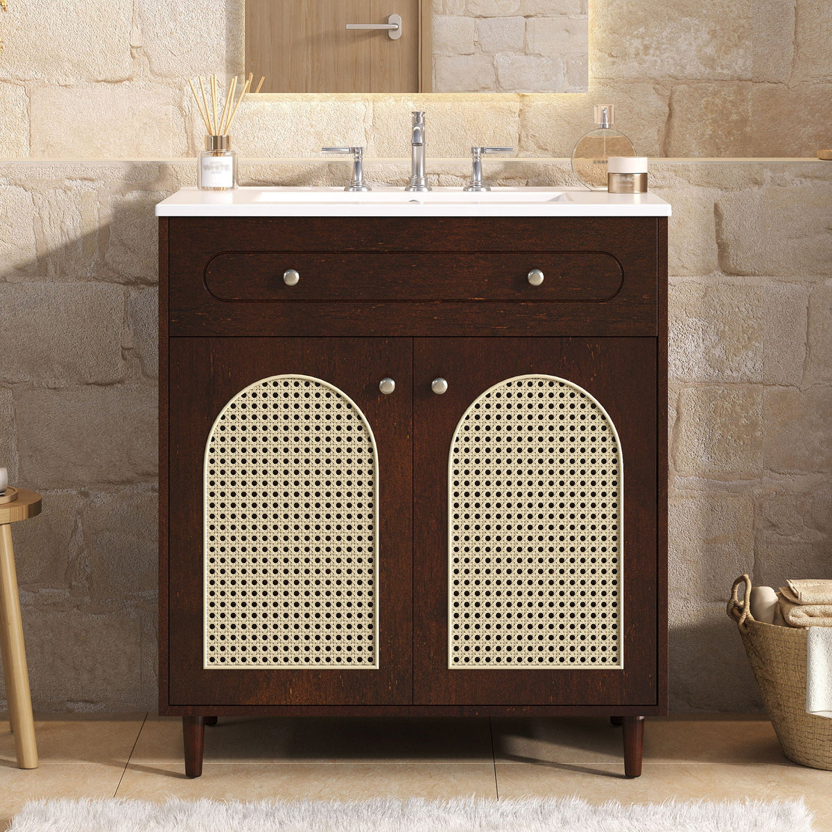 Modern Bathroom Vanity With Sink, Cabinet With Adjustable Shelf, photo 8 of 8