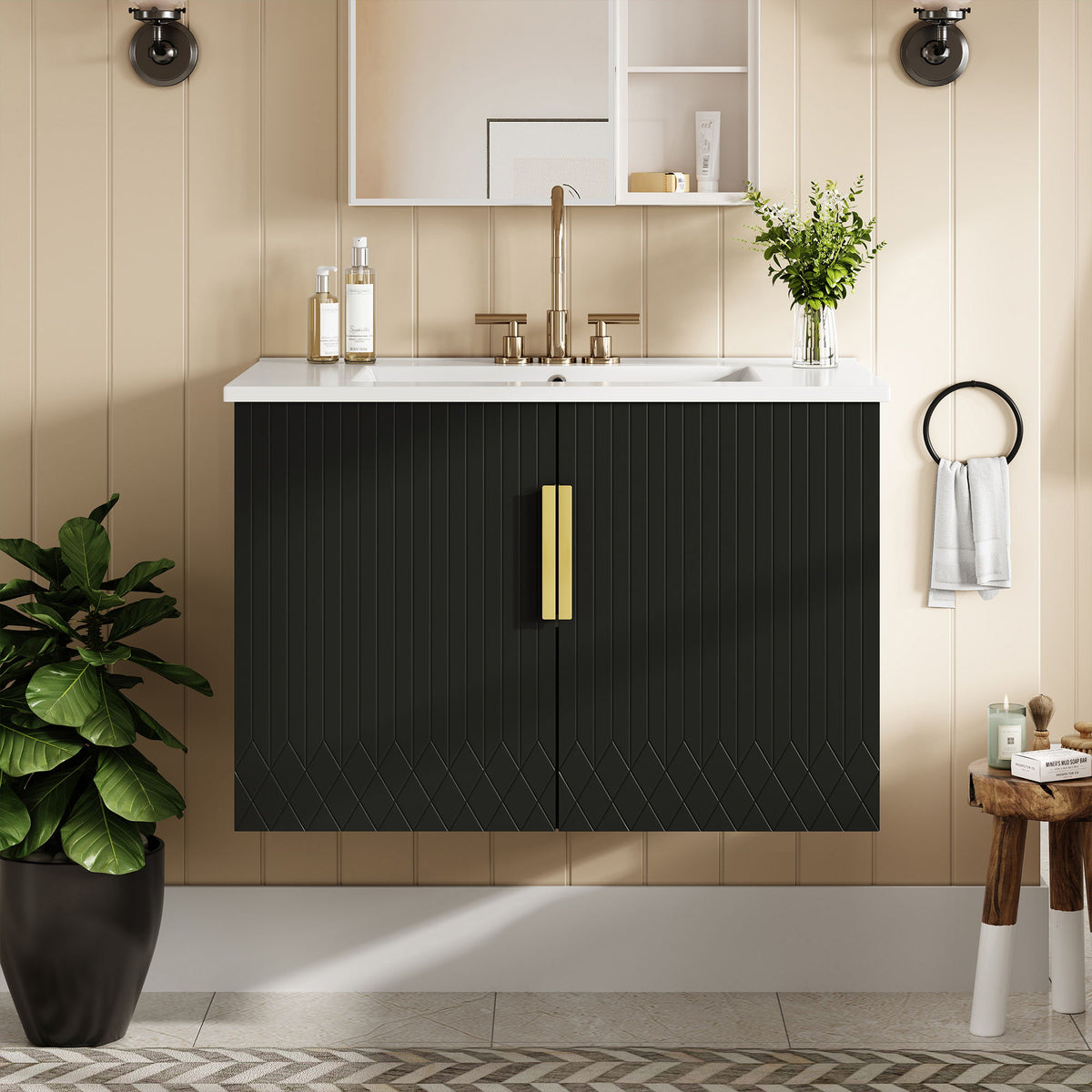 Bathroom Vanity With Sink, Rectangular Storage Cabinet With 2 Soft Closing Doors, photo 3 of 8