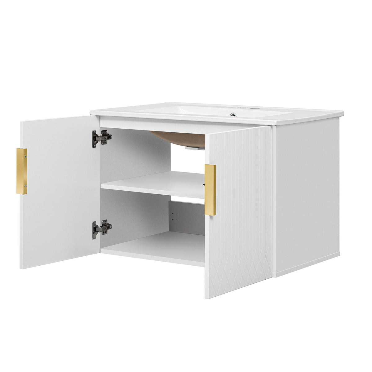 Bathroom Vanity With Sink, Rectangular Storage Cabinet With 2 Soft Closing Doors, photo 2 of 8