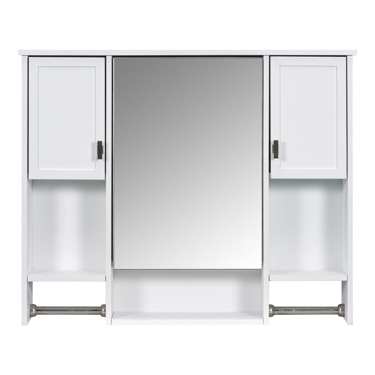Wall Mounted Bathroom Storage Cabinet With Mirror, Medicine Cabinet With Towel Bar, photo 3 of 12