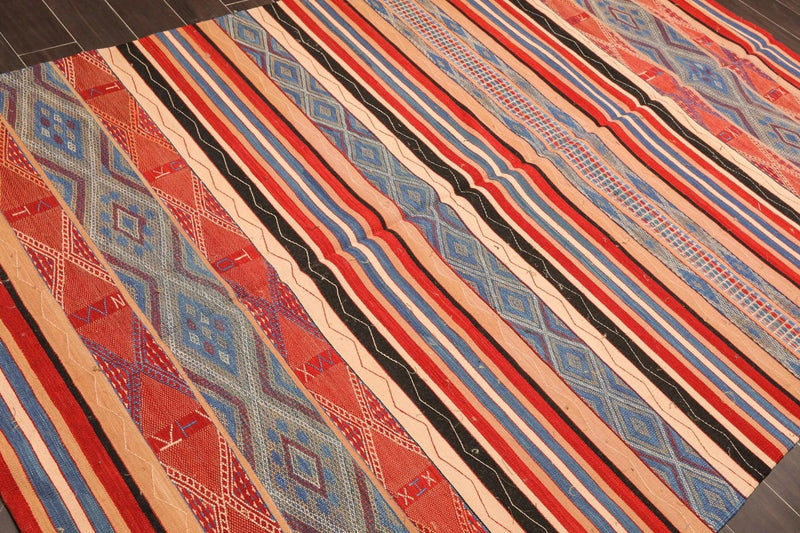 6' x 9' Hand Woven Wool Boho Chic Turksih Kilim Area Rug Red Contemporary