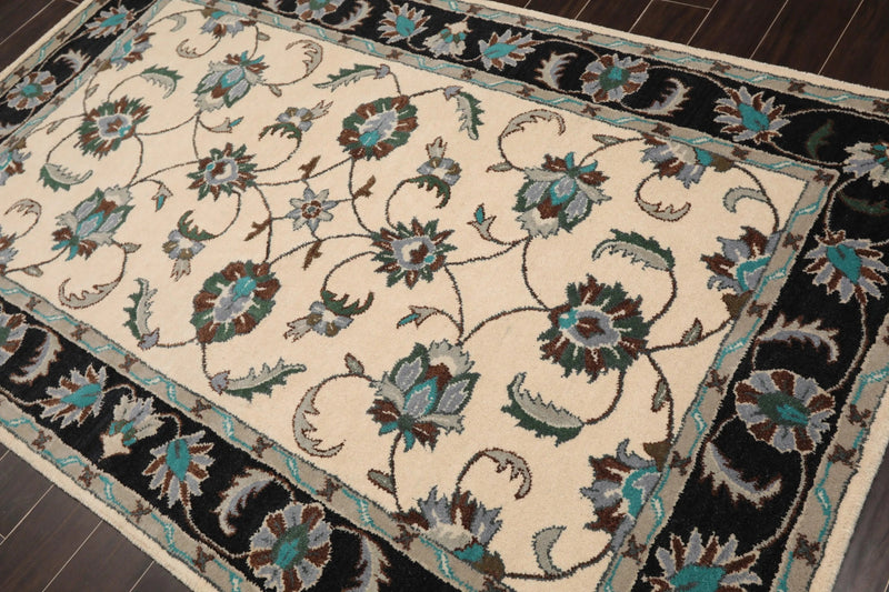 5' x 8' Handmade 100% Wool Traditional Oriental Area Rug Ivory