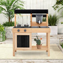 Mud Kitchen Playset Kids Play Kitchen Outdoor with 2 Removable Sinks-Natural by LJGDeals