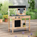 Mud Kitchen Playset Kids Play Kitchen Outdoor with 2 Removable Sinks-Natural by LJGDeals