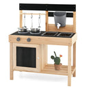 Mud Kitchen Playset Kids Play Kitchen Outdoor with 2 Removable Sinks-Natural by LJGDeals