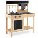 Mud Kitchen Playset Kids Play Kitchen Outdoor with 2 Removable Sinks-Natural by LJGDeals
