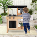 Mud Kitchen Playset Kids Play Kitchen Outdoor with 2 Removable Sinks-Natural by LJGDeals
