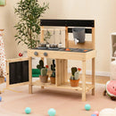 Mud Kitchen Playset Kids Play Kitchen Outdoor with 2 Removable Sinks-Natural by LJGDeals