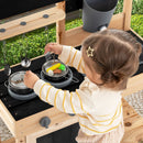 Mud Kitchen Playset Kids Play Kitchen Outdoor with 2 Removable Sinks-Natural by LJGDeals