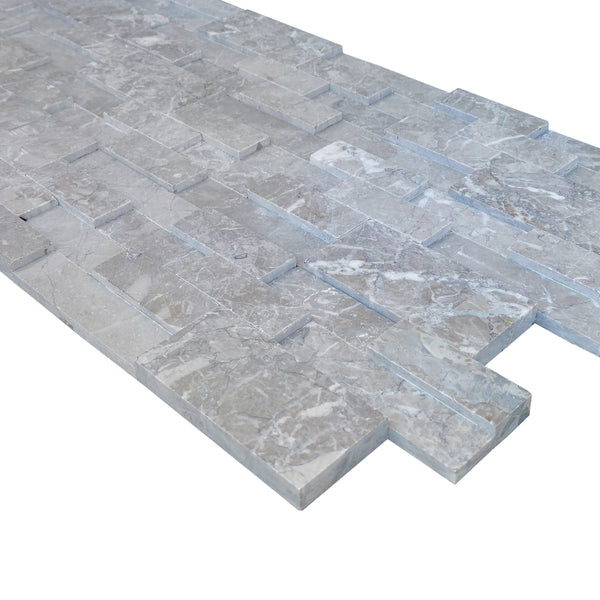 Moon Grey Ledger 3D Panel 6"x24" - Honed surface Natural Marble Wall Tile, photo 2 of 5
