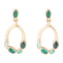 Multi Green Stones Golden Drop Earrings