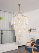 Multi-Layered Capiz Shell Cascading Chandelier