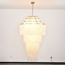 Multi-Layered Capiz Shell Cascading Chandelier