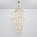 Multi-Layered Capiz Shell Cascading Chandelier