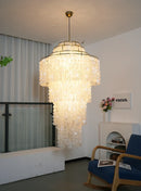Multi-Layered Capiz Shell Cascading Chandelier