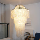 Multi-Layered Capiz Shell Cascading Chandelier