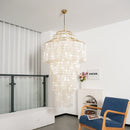 Multi-Layered Capiz Shell Cascading Chandelier