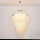 Multi-Layered Capiz Shell Cascading Chandelier