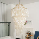 Multi-Layered Capiz Shell Cascading Chandelier