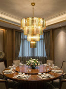 Multi Layered Stained Glass Chandelier