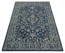 Multi Size Hand Tufted Blue and Beige Traditional Medallion 8x10, 9x12 Antique Style Rug, Kids, Living Room and Bedroom Rug | TRD6441
