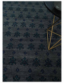 Gray and Blue Traditional Hand Knotted Antique Style low Pile Custom Made Wool Area Rug