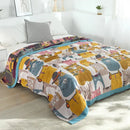 GobekUsa Boho Printed Cotton Blanket - Green Muslin Large Soft Bed Throw Cover