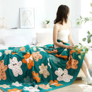 GobekUsa Boho Printed Cotton Blanket - Green Muslin Large Soft Bed Throw Cover