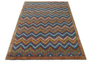 Multicolor Modern Chevron Design 7x10 Hand Knotted wool Area Rug
