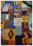 Multicolor Shapes Abstract Wool Hand Woven Southwestern Lori Gabbeh Rug| KNT36