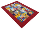 Multicolor Shapes Abstract Wool Hand Woven Southwestern Lori Gabbeh Rug| KNT36