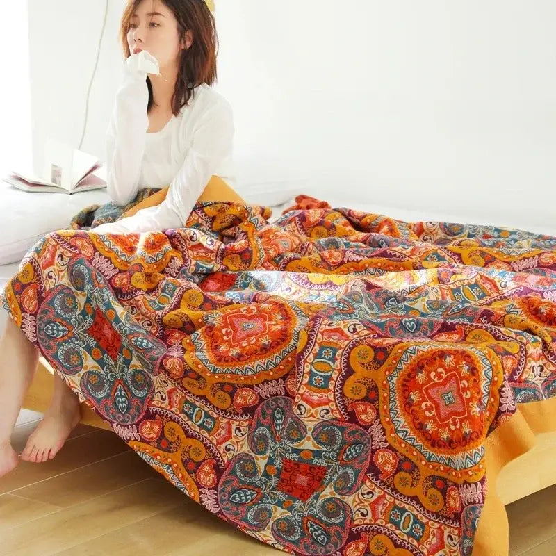 GobekUsa Cotton Gauze Boho Throw Blanket, photo 13 of 38