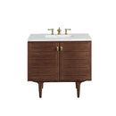 James Martin Amberly 36" Dual Mount Single Bathroom Vanity, Mid-Century Walnut