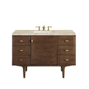 James Martin Amberly 48" Dual Mount Single Bathroom Vanity, Mid-Century Walnut