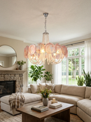 Murano Pink Disc Glass Chandelier