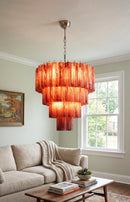Murano Red Glass Tubes Chandelier