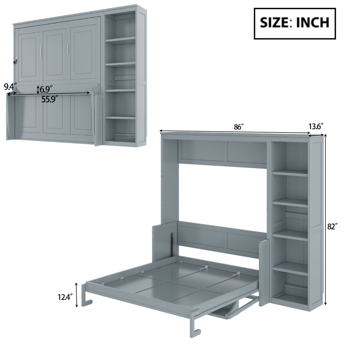 Sturdy Murphy Bed With Desk And Bookshelf, photo 10 of 16