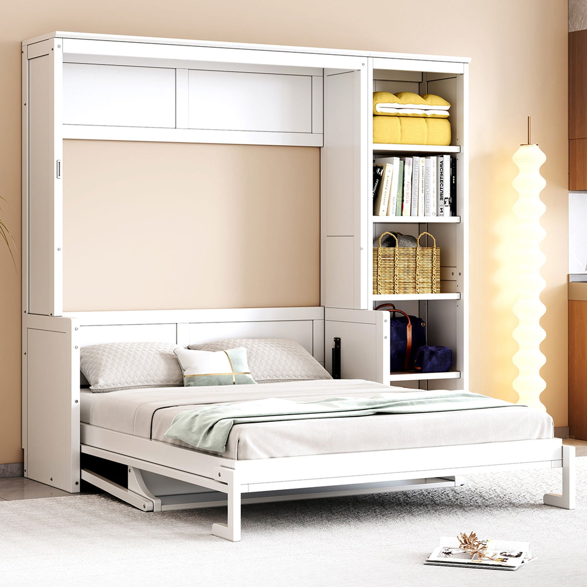 Sturdy Murphy Bed With Desk And Bookshelf, photo 11 of 16
