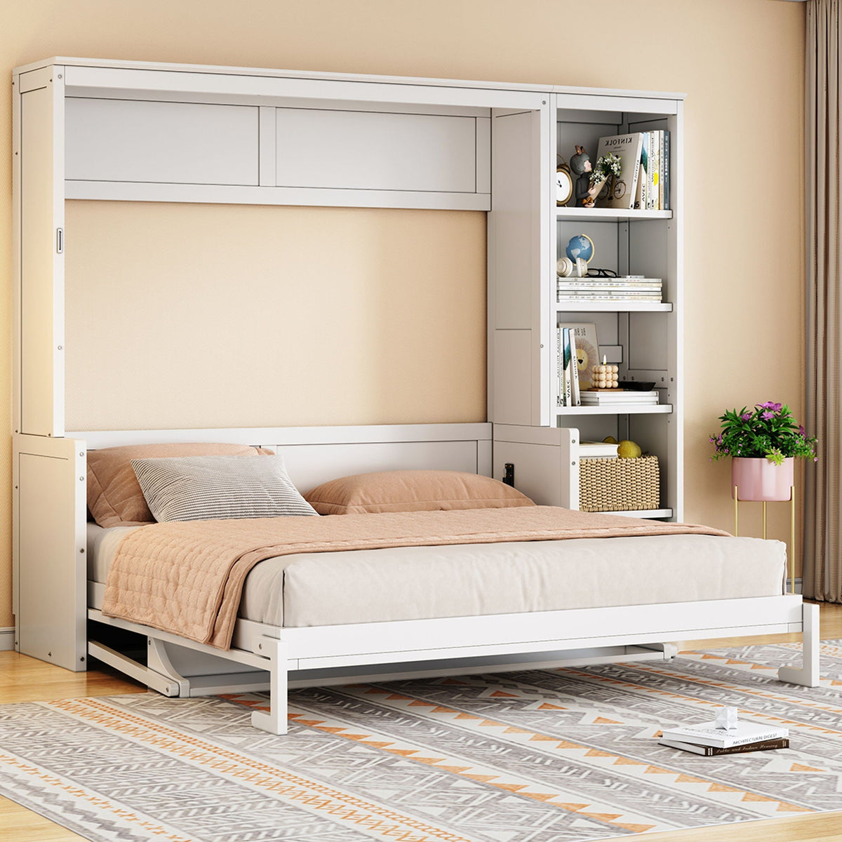 Sturdy Murphy Bed With Desk And Bookshelf, photo 13 of 16