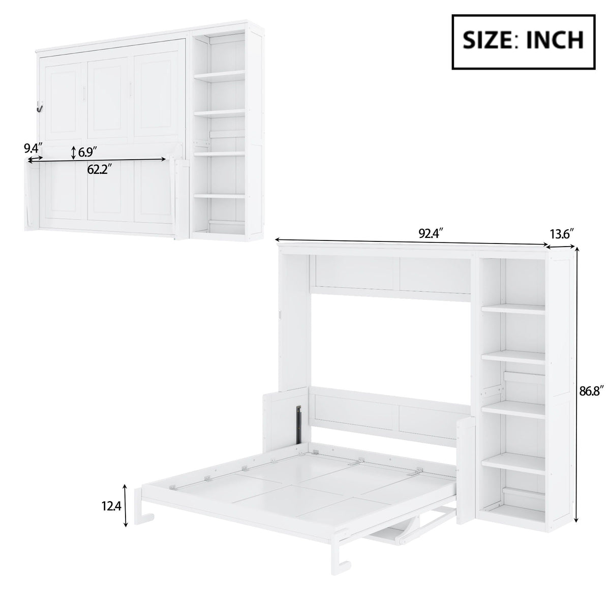 Sturdy Murphy Bed With Desk And Bookshelf, photo 14 of 16