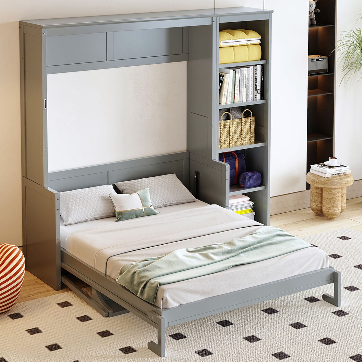 Sturdy Murphy Bed With Desk And Bookshelf, photo 16 of 16