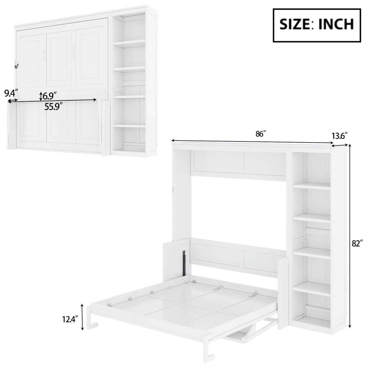 Sturdy Murphy Bed With Desk And Bookshelf, photo 5 of 16