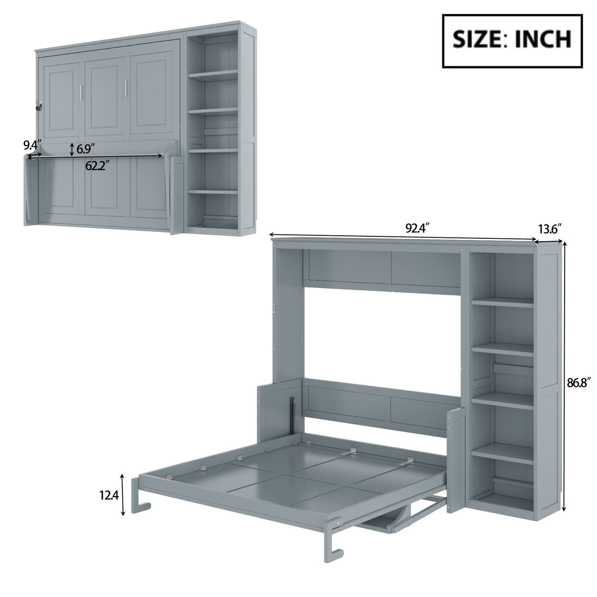 Sturdy Murphy Bed With Desk And Bookshelf, photo 9 of 16