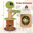 Mushroom Cat Tree for Indoor Cats with 2 Cute Condos Plush Perch and Teasing Balls-Green by LJGDeals