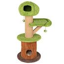 Mushroom Cat Tree for Indoor Cats with 2 Cute Condos Plush Perch and Teasing Balls-Green by LJGDeals