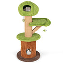 Mushroom Cat Tree for Indoor Cats with 2 Cute Condos Plush Perch and Teasing Balls-Green by LJGDeals